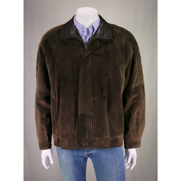 Burberrys Men's Vintage Brown Spanish Pig Leather Bomber Jacket Oversized XL - Picture 1 of 8